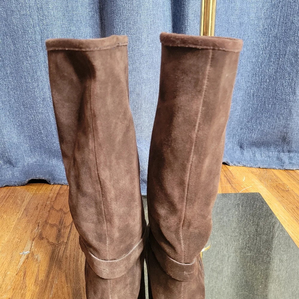 DKNYC Brown Suede Knee-High Women's Boots 7 1/2 Scandi Girl Desert Insppired - Picture 4 of 5